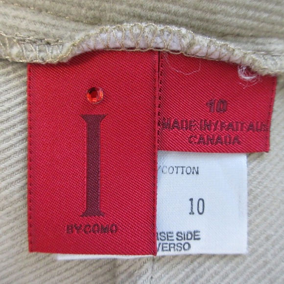 I By Como Pencil Mini Skirt 10 Beige Rhinestone Buckle Slit Y2K Brat Canada 240 - Picture 11 of 12